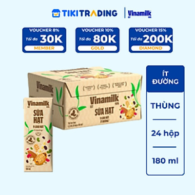 Thùng 24 hộp Sữa hạt 9 loại hạt Vinamilk ít đường - hộp 180ml