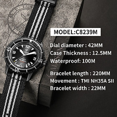 Đồng Hồ Nam Cadisen C8239M1 Chính Hãng Full Box Chống Nước Kính Chống Xước Dây Thép BH 2 Năm Máy Cơ