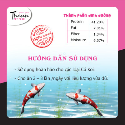 Thức ăn Cá Koi nhãn GREENABC - Độ đạm hơn 40% giúp cá tăng size, tăng màu, tiêu hóa tốt, tăng đề kháng – Hộp 950g