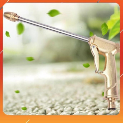 Bộ dây vòi xịt nước rửa xe, tưới cây , tăng áp 3 lần, loại 3m, 5m 206701-3 đầu đồng,cút nối nhựa vàng+  đai