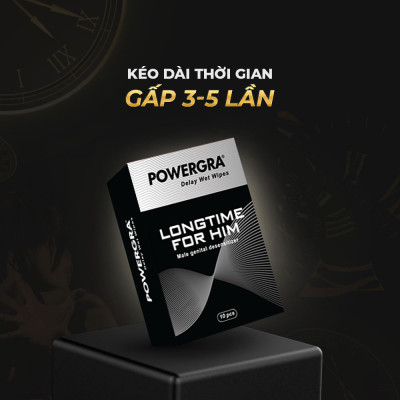 Khăn lau mini đa năng hỗ trợ nam giới Powergra Wet Wipes - Hộp 10 cái