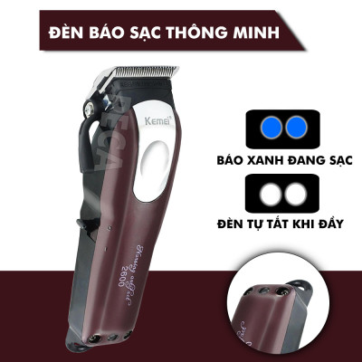 Tông đơ cắt tóc không dây Kemei KM-2600 chuyên nghiệp công suất mạnh mã 9W với pin Lithiumion siêu khủng có thể sử dụng cắm điện trực tiếp thích hợp sử dụng salon, tiệm tóc cắt tóc người lớn và trẻ em