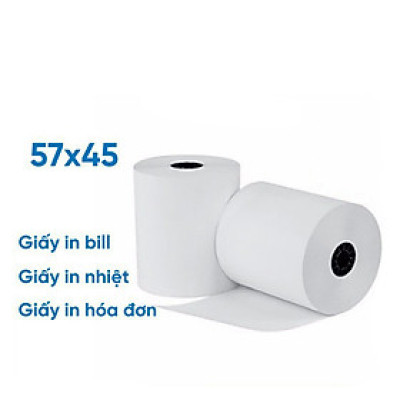 Combo 10 cuộn giấy in nhiệt Oji K57x45 (57mmx45mm) Chuyên dùng in bill, in hóa đơn bán hàng shop online, cửa hàng, quán Cafe,...Hàng chính hãng