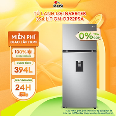 Tủ Lạnh Smart Inverter LG 394 Lít GN-D392PSA - Hàng Chính Hãng - Giao HCM và 1 số tỉnh thành