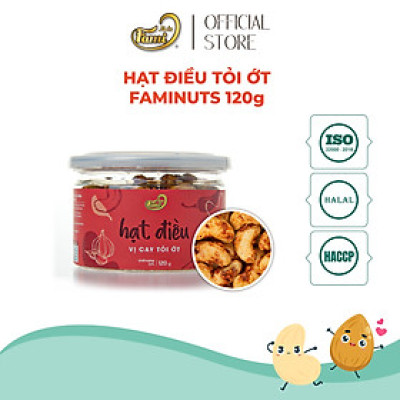 [Hạt Điều Tẩm Vị] Hạt Điều Tẩm Vị Cay Tỏi Ớt, Hạt Điều Tỏi Ớt, Hạt Điều Rang Vị Tỏi Ớt, Hạt Điều Acồ Size A++, Hạt Điều Xuất Khẩu - Hũ Nắp Nhôm 120g - Thương Hiệu FAMINUTS