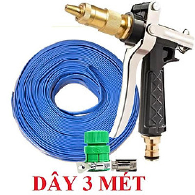 Bộ dây vòi xịt nước rửa xe,tưới cây .tăng áp 3 lần,loại 3m, 5m 206236 đầu đồng,cút nhựa,nối đai+ tặng mở chai