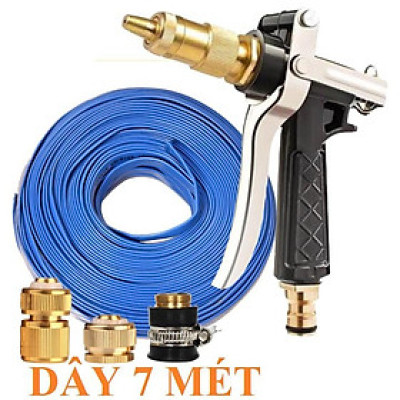 ️Evoucher Bộ dây vòi xịt nước rửa xe,tưới cây ,tăng áp 3 lần, loại 7m,10m 206236 đầu đồng,cút đồng, + túi đựng bút