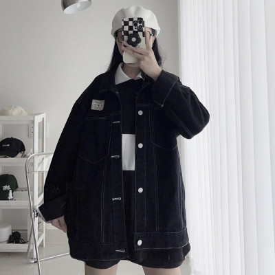 Áo khoát jean nữ rẻ logo vuông siêu hot phối đẹp-A3027