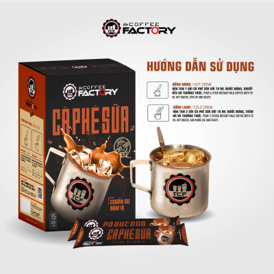 Thùng 24 hộp cà phê sữa hòa tan The Coffee Factory (Hộp 15 gói x 16g)