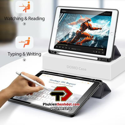 Bao da chống sốc cho iPad 10.2 2021 (iPad Gen 9) chính hãng Dux Ducis Domo có ngăn để bút -  Hàng chính hãng