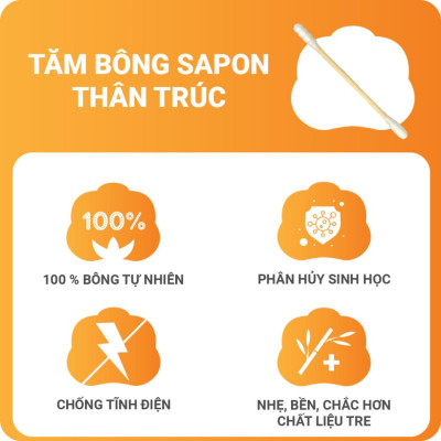 [Lố 6 túi ] Tăm bông vệ sinh người lớn NOVA thân trúc [TB01-515] trúc 200 que