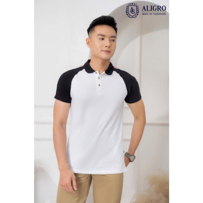 Áo polo cộc tay nam Aligro cổ bẻ màu trắng ALGPLO50
