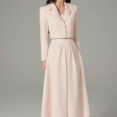 Set áo blazer & chân váy xòe Euphoria thiết kế cao cấp WHITE CHIC