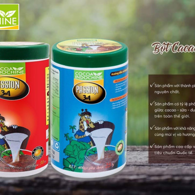 Bột Cacao Hòa Tan Passion 3 In 1 Cocoa Indochine - Hũ 400g