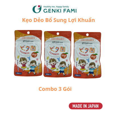 Kẹo Dẻo Vị Cam Bổ Sung Vitamin và Lợi Khuẩn Genki Fami Nhật Bản