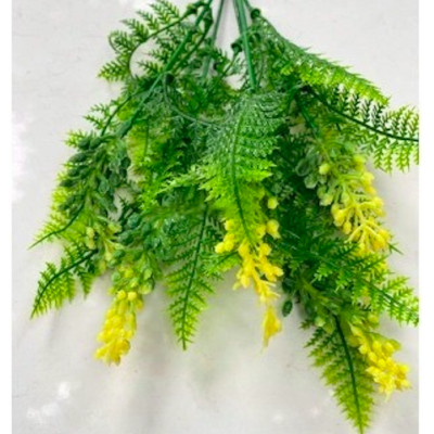 Cụm dương xỉ giả có hoa - Size 27cm - Cây dương sỉ giả, hoa lụa decor trang trí rẻ, bền, đẹp.