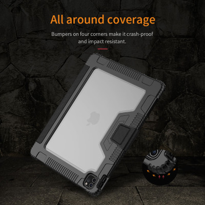 Bao da iPad Pro 11 2020 chống sốc hiệu Nillkin Bumber có ngăn đựng bút chống va đập, mặt lưng show Logo táo, cơ chế smartsleep - Hàng chính hãng