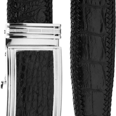 Thắt Lưng Nam Da Cá Sấu Đan Viền Bản Lớn Gai Huy Hoàng HT4701 - Đen