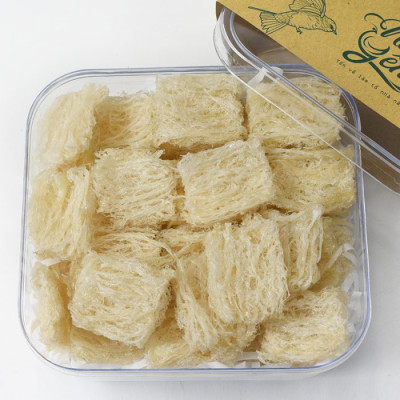 Tổ yến tinh chế Hộp 100 gram (Kèm đường phèn và hộp Kraft sang trọng) - Loại miếng vuông tiện dụng dễ ước lượng cho mỗi lần chưng - Phù hợp mua dùng hoặc biếu tặng | Yến sào Nàng Yến