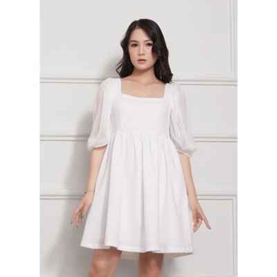 Đầm Babydoll Lụa Crep, Tay Lửng, Tùng Nhún Maxivic, La Mộc - LM012209