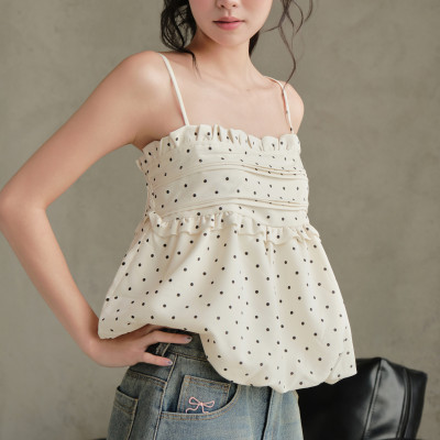 Áo 2 dây áo kiểu babydoll họa tiết chấm bi có size dành cho nữ Rana Miều Est.2013