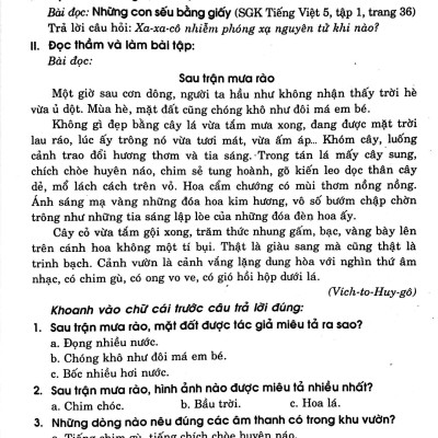 Đề Kiểm Tra Định Kỳ Tiếng Việt - Toán -  Khoa Học - Lịch Sử -  Địa Lí Lớp  5