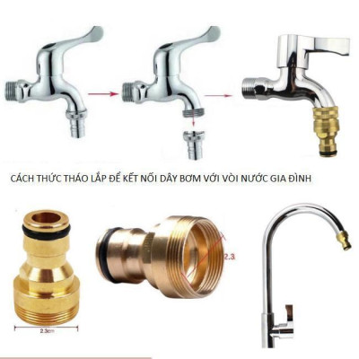  Bộ dây vòi xịt nước rửa xe, tưới cây . tăng áp 3 lần, loại 7m, 10m 206701 đầu đồng, cút, nối PE