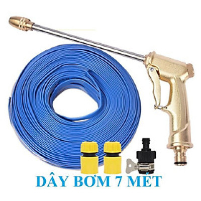 Bộ dây vòi xịt nước rửa xe, tưới cây .tăng áp 3 lần,loại 7m,10m 206701-3 đầu đồng,cút,nối đen+tặng mở chai