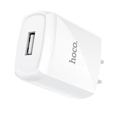 Củ sạc 2.4A Hoco DC13 chuôi dẹt vật liệu PC chống cháy 1 cổng Usb dành cho mọi thiết bị - Hàng chính hãng
