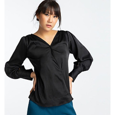 Áo Kiểu Đẹp Áo Đắp Vạt Thời trang thiết kế Hity TOP100 (Đen Huyền Bí)