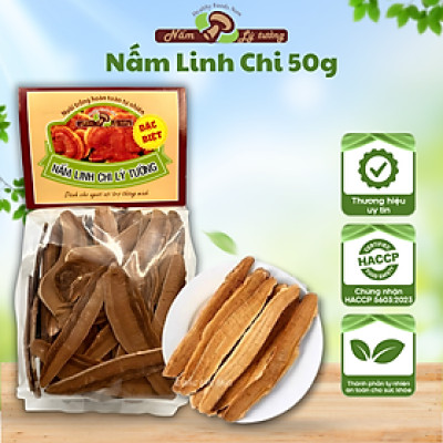 Nấm Linh Chi Khô Thái Lát Lý Tưởng 50g, Thái Lát Tiện Lợi, Thương Hiệu Lý Tưởng