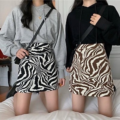 Chân váy ngắn nữ họa tiết vằn sành điệu (Màu nâu)