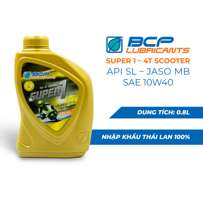 Nhớt Xe Tay Ga BCP Super 1 SAE 10W40, JAPI SL, JASO MB, Chai 0.8 Lít