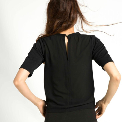 Áo Tshirt Phối Voan Hity TOP071 (Đen Huyền Bí)