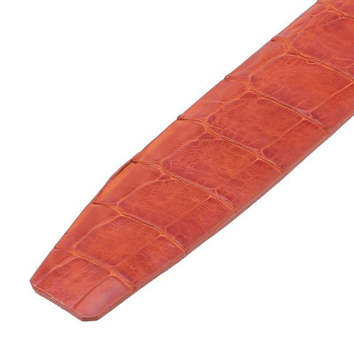 HC4849 - Dây nịt nam da cá sấu Huy Hoàng nguyên con 4P đầu kim màu vàng bò