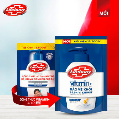 Nước rửa tay sạch khuẩn Lifebuoy Túi 400G - Sữa dưỡng ẩm