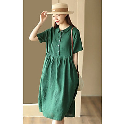 Đầm suông nữ cổ sơ mi thiết kế nút thắt bên eo kèm túi 2 bên tiện lợi, sang chảnh da215