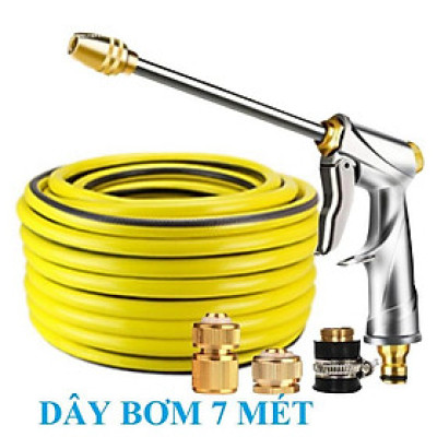 Bộ dây vòi xịt nước rửa xe,tưới cây .tăng áp 3 lần,loại 7m,10m 206701-2 đầu đồng,cút đồng+ tặng móc khoá