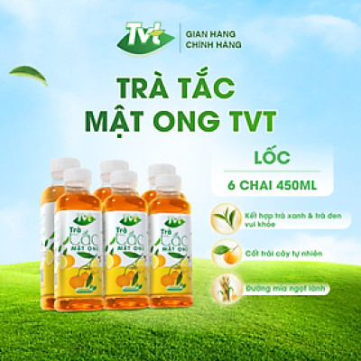 [Lốc 06 chai 450ml] Trà Tắc Mật Ong TVT tinh chất trà xanh, mật ong, quả tắc, mát lành thanh khiết, tốt cho tim mạch