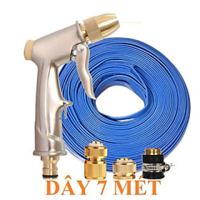 Bộ dây vòi xịt nước rửa xe, tưới cây . tăng áp 3 lần, loại 7m, 10m 206701-1đầu đồng, cút, nối đen