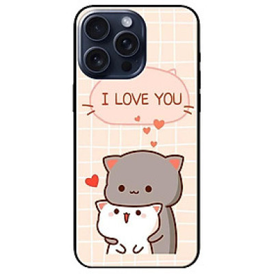 Ốp lưng dành cho Iphone 15 - Iphone 15 Plus - Iphone 15 Pro - Iphone 15 Pro Max - Hai Chú Mèo Ôm I Love U - Hàng Chính Hãng
