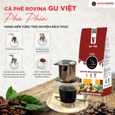 Cà Phê Rovina Gu Việt -  Pha Phin -  Gói 250gr Xay Sẵn Mùi Thơm Quyến Rũ, Đậm Đà Đúng Gu Việt