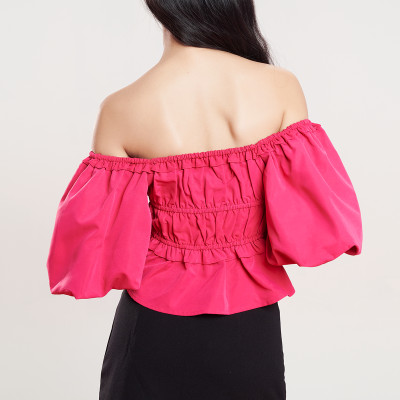 DOTTIE - Áo kiểu tay phồng chạy thun - Hồng sen - T0866