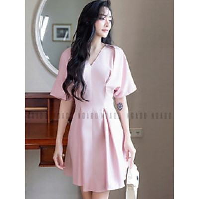 Đầm hồng eo xếp ly NGADO , đầm Nữ , đầm ngắn , đầm công sở , dự tiệc