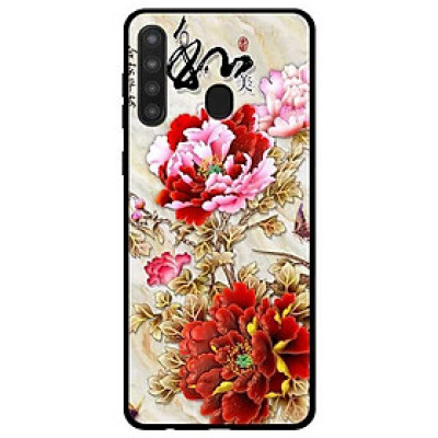 Ốp lưng dành cho Samsung Galaxy A21 mẫu Mẫu Đơn Đỏ Hồng