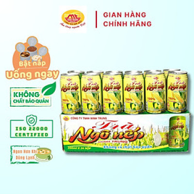Trà ngô nếp Minh Trung 350ml - Trà Ngô 24 (thùng 24 lon)