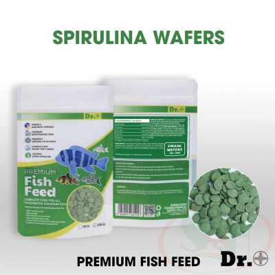 Thức ăn cá Dr+ Premium Spirulina Wafers viên tảo chìm tầng đáy bể cá tép thủy sinh