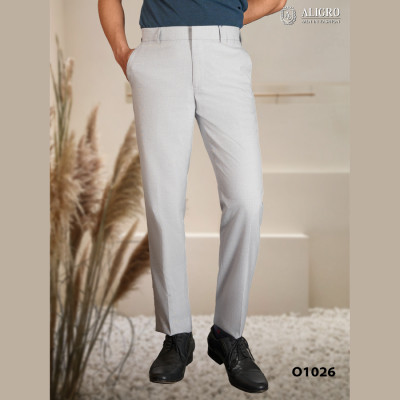 Quần Âu Nam ALIGRO Ghi Sáng, chuẩn form slimfit vải cotton cao cấp, tôn dáng, thoáng mát ALGO1026