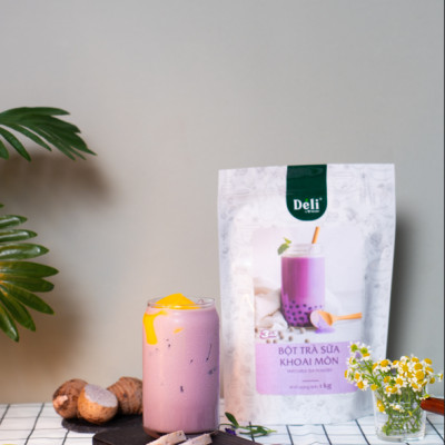 Combo 2 Túi Bột trà sữa vị khoai môn + truyền thống 3in1 Déli - 1kg pha chế trà sữa tiện lợi, nhanh chóng