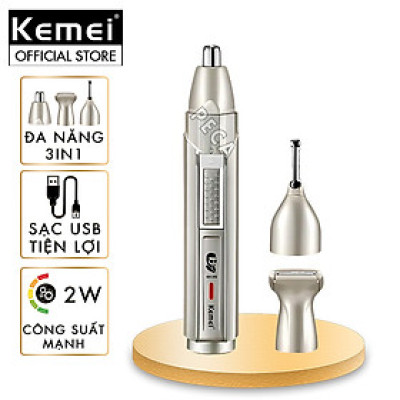 Máy tỉa lông mũi đa năng 3in1 Kemei KM-315 có thể tỉa râu, tóc mai, cạo lông - Hàng chính hãng